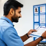 물리치료사의 국제 자격증 - A professional Indian physiotherapist in a modern clinic setting, wearing smart professional attire ...